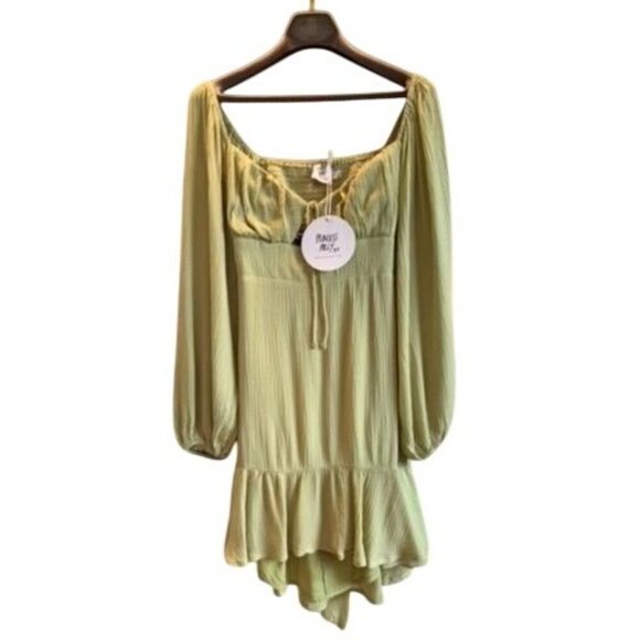 NWT Princess Polly SIZE US 4 Sage Narla Cutout Mini Dress 100% Rayon Balloon - Picture 1 of 7